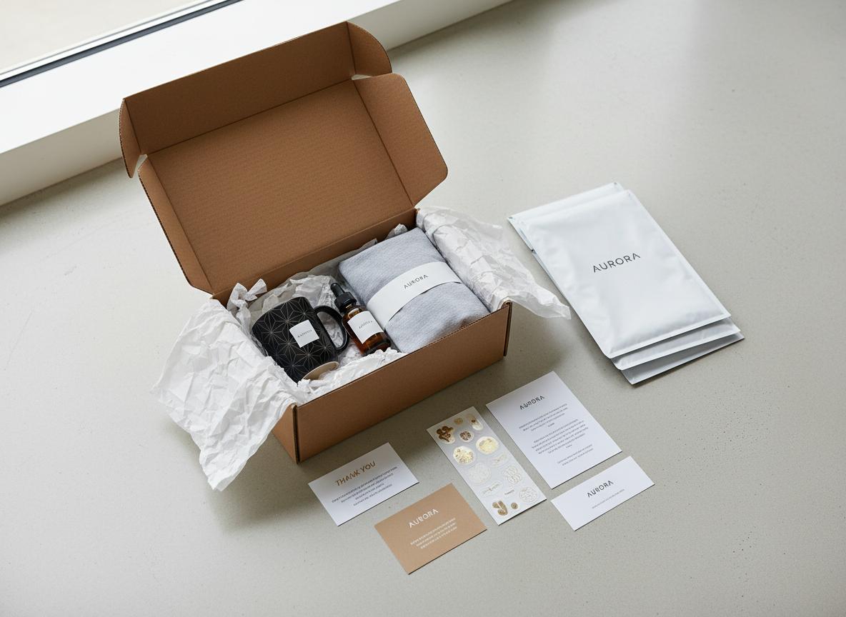 Branded e-commerce unboxing experience with tissue paper
